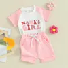 Clothing Sets Mamas Girl Baby Outfit Short Sleeve T-shirt Checkerboard Toddler Infant Summer Clothes