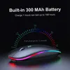 MICE Wireless Mouse RGB Bluetooth Computer Gaming stil opladen Ergonomisch vilt met LED -achtergrondverlichting USB geschikt voor pc -laptops H240407