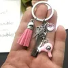 Chaços de teclados Novo penteado da moda Presente Charm Tassel Keychain Retro Jóias Mini cabeleireiro Scissors Secador de cabelo pente Manual DIY q240403