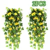 Dekorativa blommor 2st Artificial Simulated Flower Vine Fake Tificial Hanging Plants Outdoor Backyard Decoration