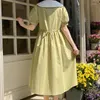 Partykleider japanischer Preppy-Stil süßes Puffärmel Kleid für Frauen Sommer Kawaii Puppenkragen lose hohe Taille A-Line Girls Mitte Länge