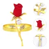 Bordduk 3PCS Rose Flower Servettringar Rings Alloy Party Buckles