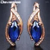 Boucles d'oreilles STAD DAVIESLEE BLUE PERSE POUR FEMMES 585 GOLD ROSE COULEUR FAGE DE COULEUR RONDE BIENDE BOURNE D'OREURS DE MODE DEGE136