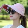 Summer Hats for Women Foldable Sun Hat Pearl Flower Visor Suncreen Floppy Cap Female Outdoor Casual Baseball Woman 240403