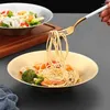 Assiettes 2pcs Salade créative en acier inoxydable Ramen nouilles bobles coréennes de table coréenne Soup fruit bols dorés Ustensiles de cuisine en une seule couche