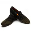 Casual schoenen 2024 Heren Fashion Crystal Modern Style Slip op formele loafers Suede mannen mocassins mannelijk rijden