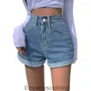 Shorts in denim in denim laterale alla moda Womens High Welming Sleming Wide Calt Pants Trend