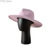Brede rand hoeden emmer fedora panama hoed wijd trilby vilt feestheren multi-kleuren outdoor yq240407