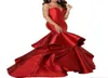 New Designer Mermaid satin Prom Dresses laceup Spaghetti Ruffles Sweep Train Evening Gowns Pageant Dress Formal3755646