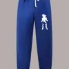 Calça masculina Anime Saiya Padrão de retrato Jogging Casual Elástico Cantura Prações de cordão