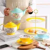 Mokken hoogwaardige porselein coffeeware Bone China Cup Set voor koffie of thee 2-laags fruitdessertvak keukenfeestje bruidstasig