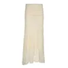 Two Layer Lace Trumpet Mermaid Long Skirts For Women Vintage Elegant Fashion High Waist Skirt Holiday Outfits 240402