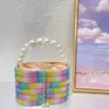 Modne kryształowe torby kubełkowe Pearl Mix Color Silk Crossbody torebki 240329