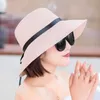 Wide Brim Hats Bucket Hats YOYOCORN Straw hat female summer small fresh hat sun hat floating belt sunscreen folding large coastal sun hat beach cap 240407