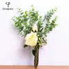Düğün Çiçekleri İpek Gül Calla Yapay Buket Yeşil Eucylaptus Küçük Flore Ana Partisi Bahar Dekorasyonu Sahte Çiçek