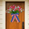 Fleurs décoratives Indépendance Jour de porte d'entrée Couronne de lavande fleur patriotique décoration intérieure 4 juillet Célébration Mariage d'olive saisonnier