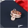 Band Rings Donia Jewelry Luxury Ring Exaggerated Three-Ring Copper Inlaid Fl Of Zircons European And American Creative Designer Gift Dh7Bp