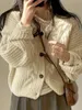 Kadın Örgü Vintage Uzun Kollu Düğme Ön Tıknaz Örgü Haligan Süvari Sonbahar Kış için