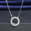 Chaines Colliers en acier inoxydable Crystal Zircon Hollow Round Fashion Pendant Chain Collier Collier pour femmes Bijoux Party Mariage Cadeau