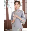 Vêtements ethniques Style chinois Robe Qipao Automne et hiver Young Lady Retro Daily Blue Qiapo Hanfu National Cheongsam Dhgwu