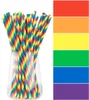 500pcs tęczowe papierowe słomki biodegradowalne papierowe słomki do soków koktajle zapasy imprezy dekoracje urodziny ślub gay7214198