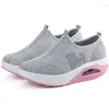 Fitness Shoes Increase Height For Women Wedge Platform Sneakers Summer Thick Sole Ladies Slip On Breathable Casual Grey