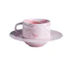 Koppar Saucers Muzity Ceramic Coffee Cup Set Special Marble Design Porcelain Tea and Saucer med rostfritt stål 304 Guldsked