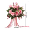 Decoratieve bloemen Bridal Wedding Bouquet Creative Western-Style White Rose Silk Bride Holding for Table Centerpieces