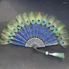 Decorative Figurines 2colors Creative Chinese Feather Folding Fan Embroidered 2024 Gift Multi Functional LF217