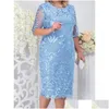Plus Size Dresses Party Dress For Guest Luxury Elegant Womens 50 Year Ladies Lace Floral Prom Bodycon Chubby Drop Delivery Apparel Dhoik