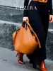 Cezira Solid Color Oversize Pu Vegan Leather Tote Women Niche Design stor kapacitet axelhandväskor dagligen datering shopping väskor 240323