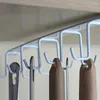 Kitchen Storage Rack Metal Waterproof Anti-rust Double Row Ten Hook Cupboard Cabinet Partition Organizer Wall Shelf