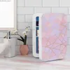 Freezer 10L mini fridg 12v refrigeratore portatile per bevande alimentari caldi Beauty and Makeup Ac/DC Piccolo refrigerante con vetro Fractal Rosa frattale Y240407