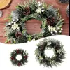 Decorative Flowers Christmas Wreath Red Fruit Pine Cone Garland Xmas Tree Wall Door Hanging Rattan For Party 2024 Year Navidad Gift