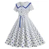 Party Dresses Women Dress Vintage Princess With Big Hem Contrast Color Dot Print For Women's Prom Wedding Events Printed