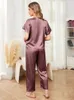 Home Clothing Womens Seidenpyjamas kurzärmelig