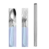 Mirror Silver Stainless Steel Cutlery Set Children's Fork Knife Soup Dessert Ice Spoon Complete Dinner Dinnerware Set Chopsticks