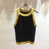 Kvinntankar 2024 Summer Neck Hanging Sticked Button Casual T Shirt Slim Fit Sexy Outwear Tops Ladies Clothes G031