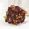 Kwiaty dekoracyjne Rose sztuczny jedwabny notatnik Peony Bokequet przyjęcie weselne do wazonu domowe walentynki dekoracja