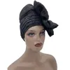 Big Flower Turban Bonnet Fashion Womens Head Wraps African Auto Gele Starties Muslim Scarfarf Caps 240403