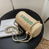 Daily Wear Beach Bags Niche Woven Small Bag for in Trendy Summer Texture Grass with Chain Crossbody Versatile