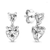 Stud Earrings 2024 Selling Silver Plated Women's Fashion Pendant Girl Gift Parkling Pave CZ U Heart Shaped Star Moon