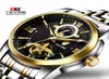 Tevise Fashion Mens Watch Luxury Business Men Watches Tourbillon Design rostfritt stål Rem Automatisk handledsur7646802