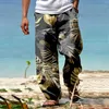 Мужские брюки мужчины летняя дышащая повседневная мода - все печатная привязка широкая нога свободные брюки для отдыха пляж Boho йога гавайцы