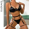 Sexy Set Elllace Silk bielizna luksusowa bieliznę Rhinestone 4-elementy push upp exotic sets podwiązki różowy stanik biustonosza i majtki l2447