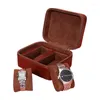 Jewelry Pouches Watch Travel Case With Pillow PU Leather Watches Storage 2 Slots Wristwatch Holder Box For Fashion Lovers N0HE