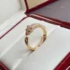 Carts Bracelet Classic en trendy 18K Rose Gold Plated Leopard Ring met glanzende diamant inleg modieuze mannen dames open head