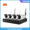 System Tuya Wireless NVR Kit Wiringfree Antijamming 4 Channel Network Video Recorder 4PCS 2/3mp WIFI Gun Camera