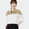 Damesoverhemden en blouses Spring vrouwelijke blouse vintage lange mouw casual basisshas tops turndown kraag ol style 240407