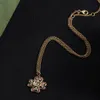 Gold Designer Necklace G Jewelry Fashion Necklace Gift Colorful diamond flower necklace 4 leaf grass